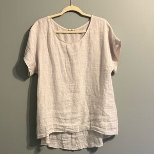 Terzo Millennio 100% linen short sleeve hi-low hem tunic top, size large